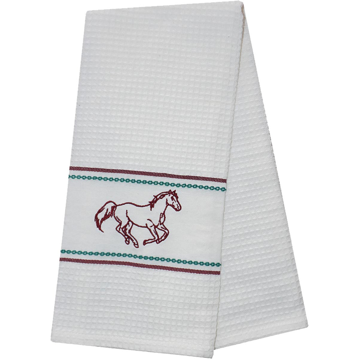 Horse Race White Kitchen Towels - Set of 2