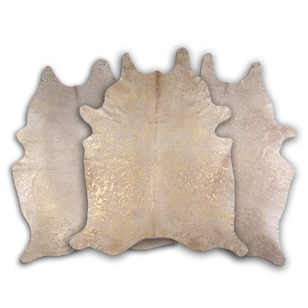 Metallic Gold & Tan Cowhide Rug - Large