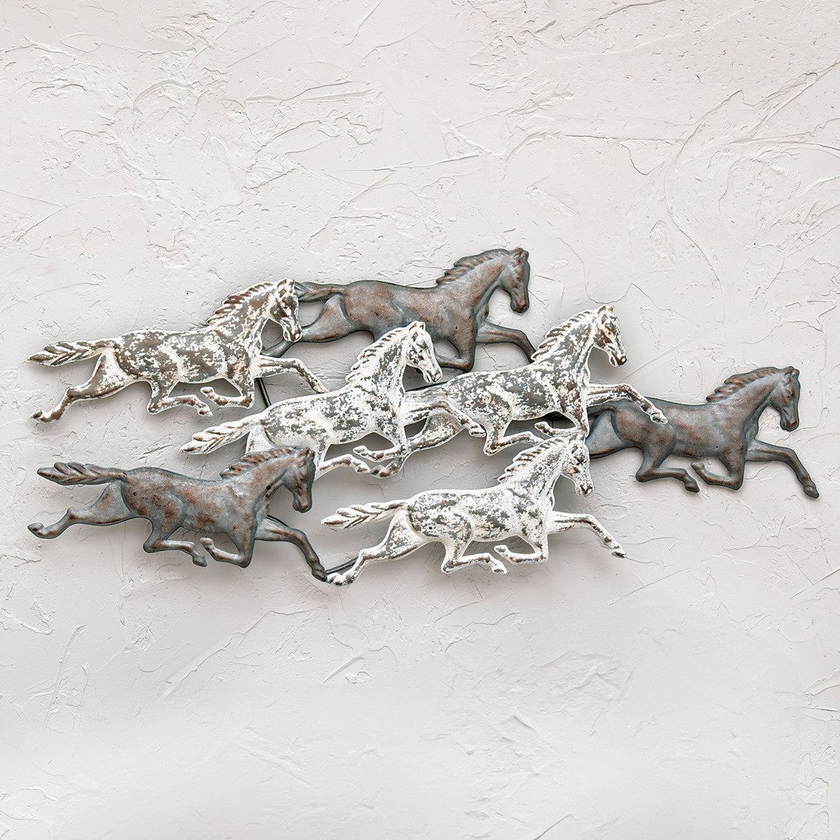 Frosted Metal Horses Wall Art