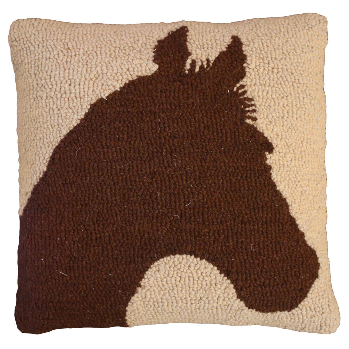 Reverse Silhouette Horse Hooked Wool Pillow