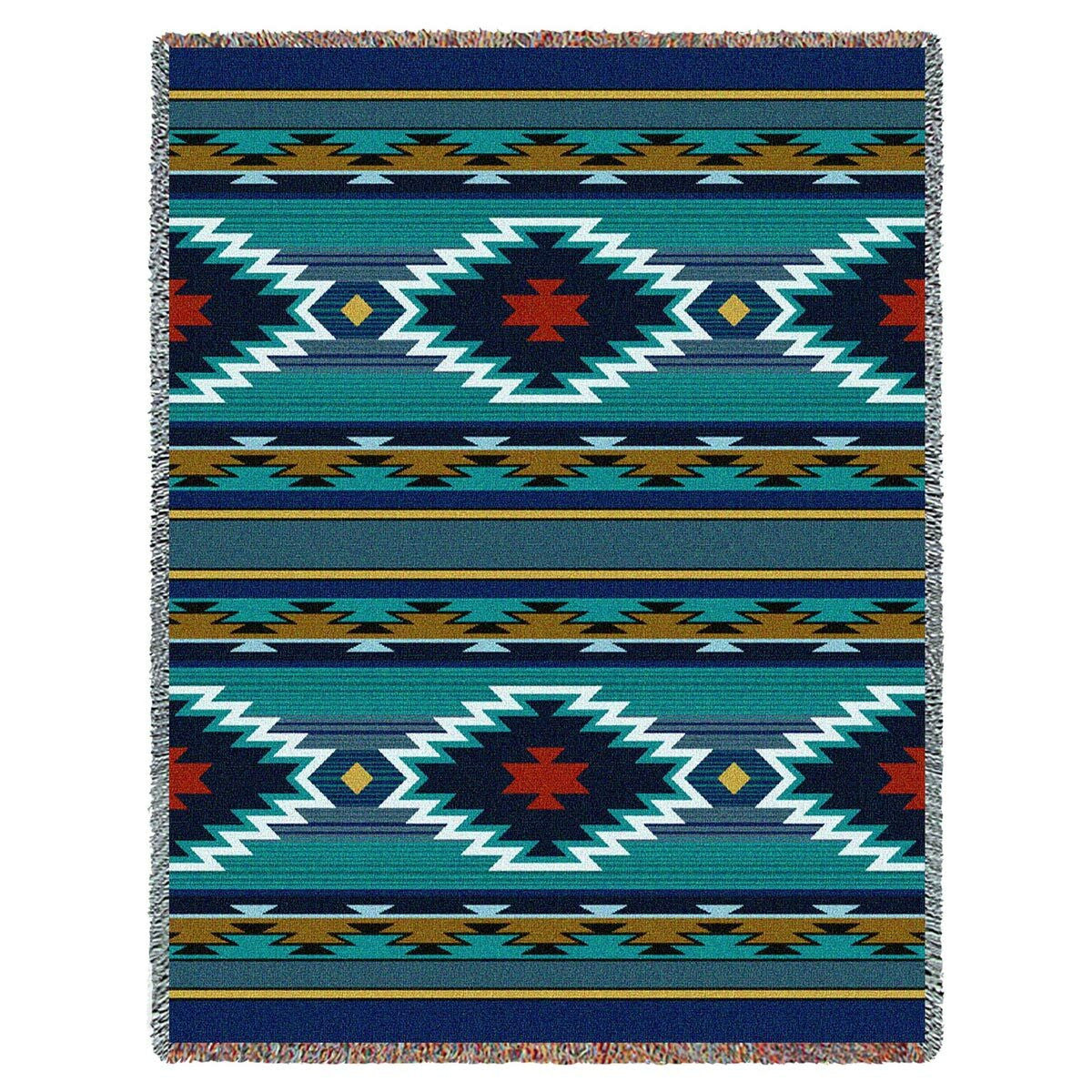 Southwest Geometric Cornflower Throw