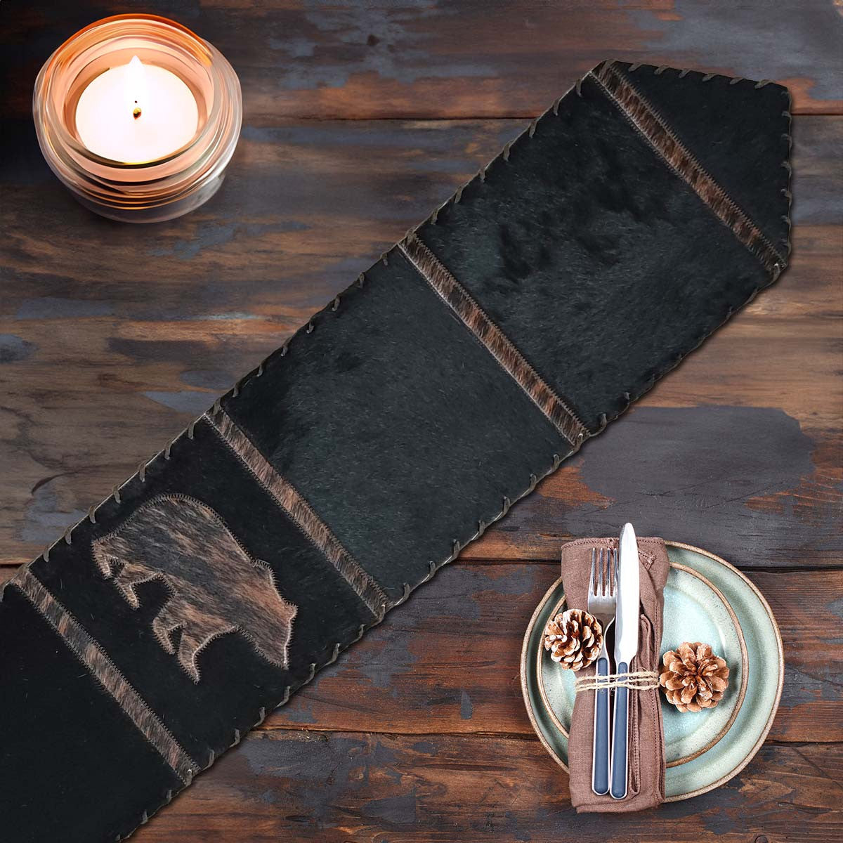 Brindle Striped Standing Bear Table Runner - 120 Inch
