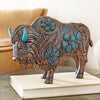 Turquoise Floral Buffalo Sculpture
