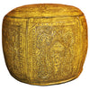 Yellow Colonial Round Ottoman