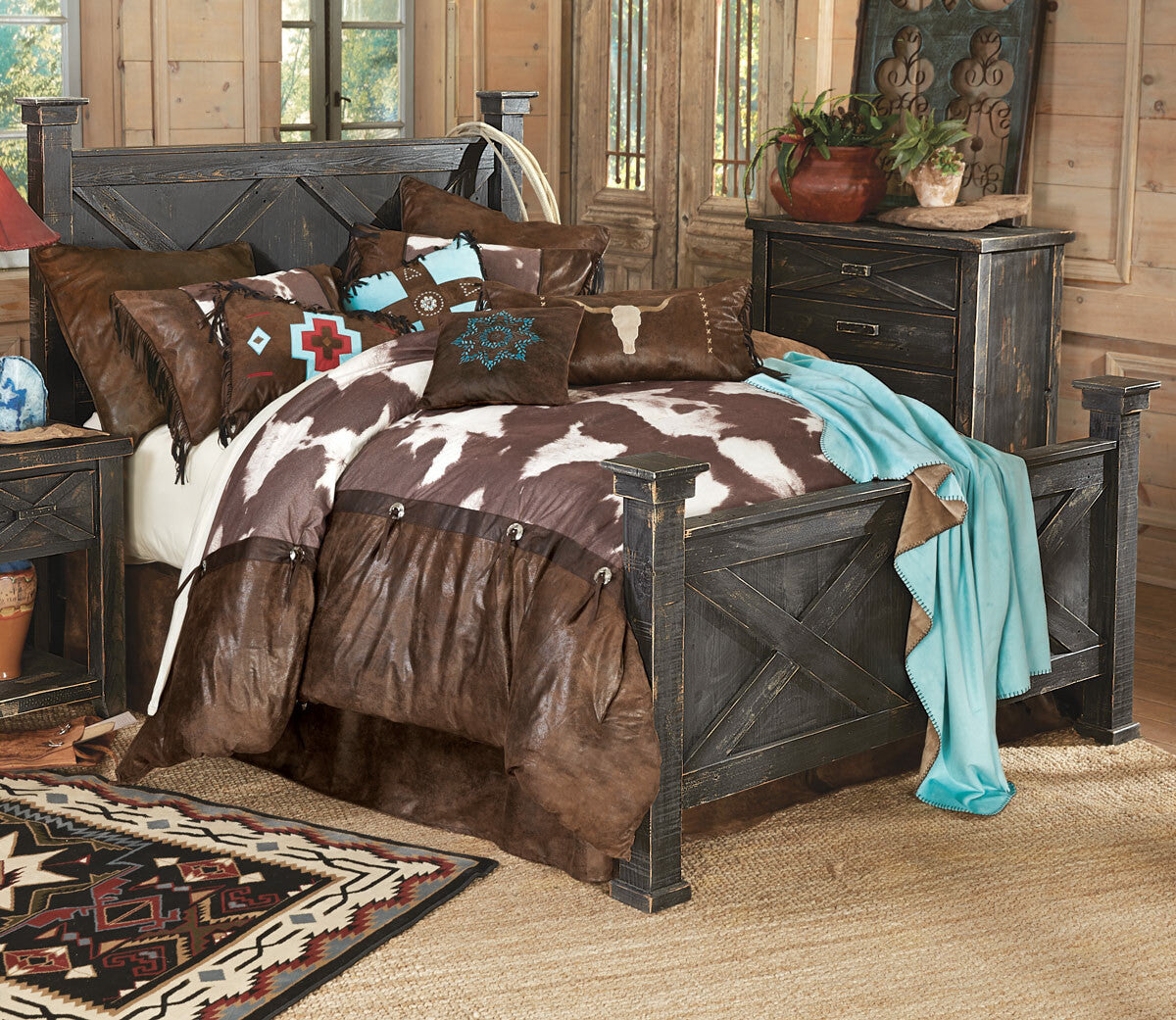Barnwood Double X Bed - Queen