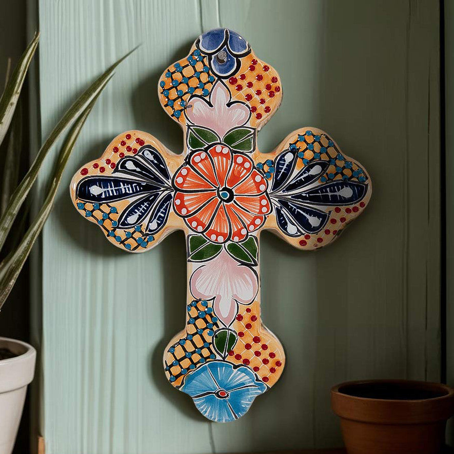 Orange Flower Cross Wall Art