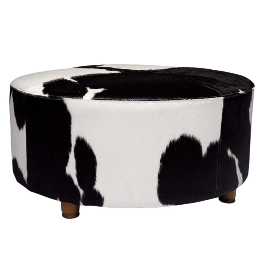 Cowprint Round Ottoman
