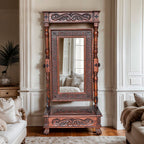 Annabelle Wood Mirror with Tooled Leather Detail
