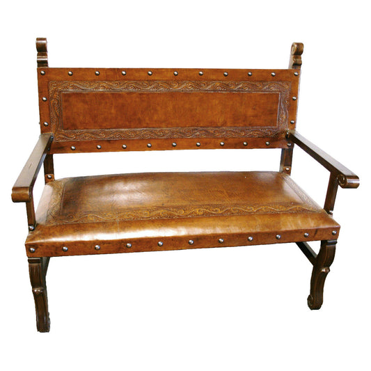 Spanish Heritage Bench with Classico Tooled Leather