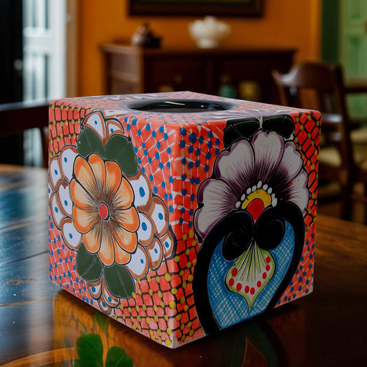 Canyon Glow Talavera Tissue Box Cover - Square - OVERSTOCK