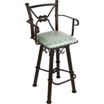 Coronado Swivel Barstool w/Arms - Plain with Tacks Turquoise