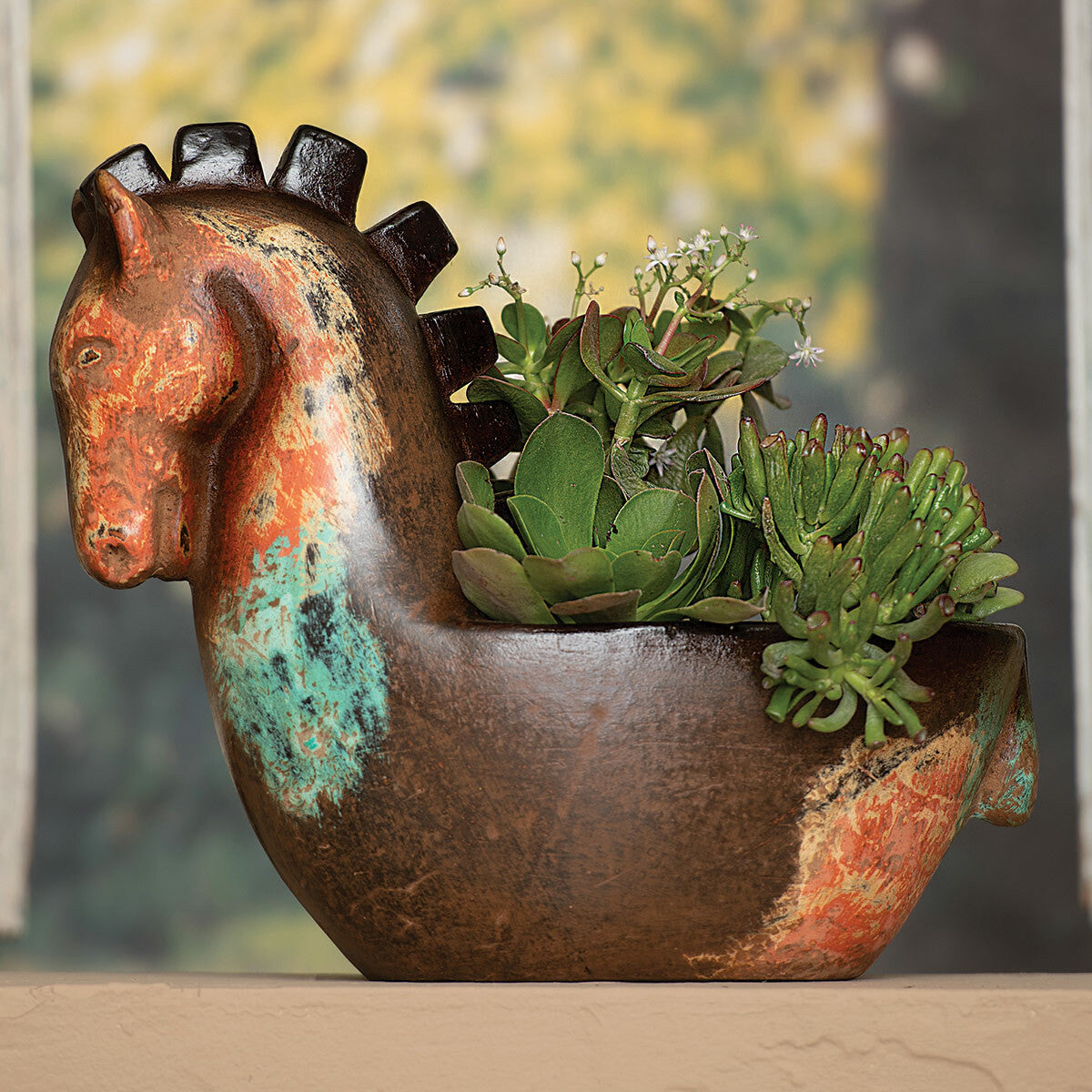 clay pot horse planter Santa Fe Clay Horse Planter from Black Forest Decor