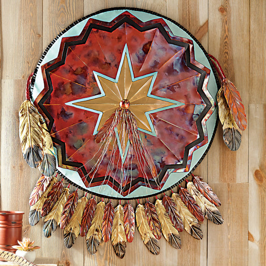 Copper & Brass Warrior Shield Wall Sculpture