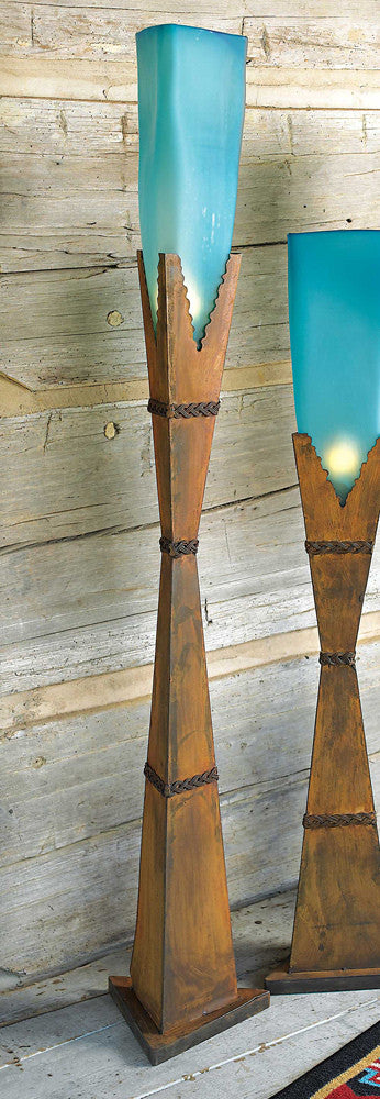 Turquoise Glass Floor Lamp - Large