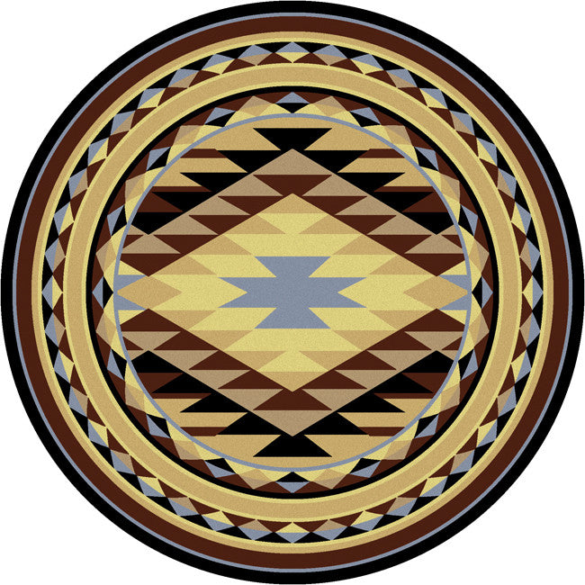 Sallisaw Blue Southwestern Rug - 8 Foot Round