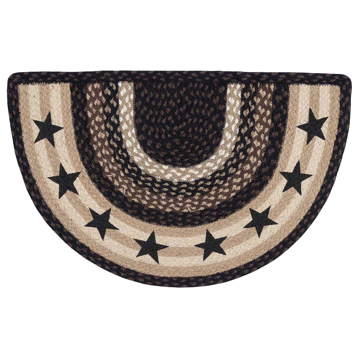 Black Lined Beacon Half-Round Rug