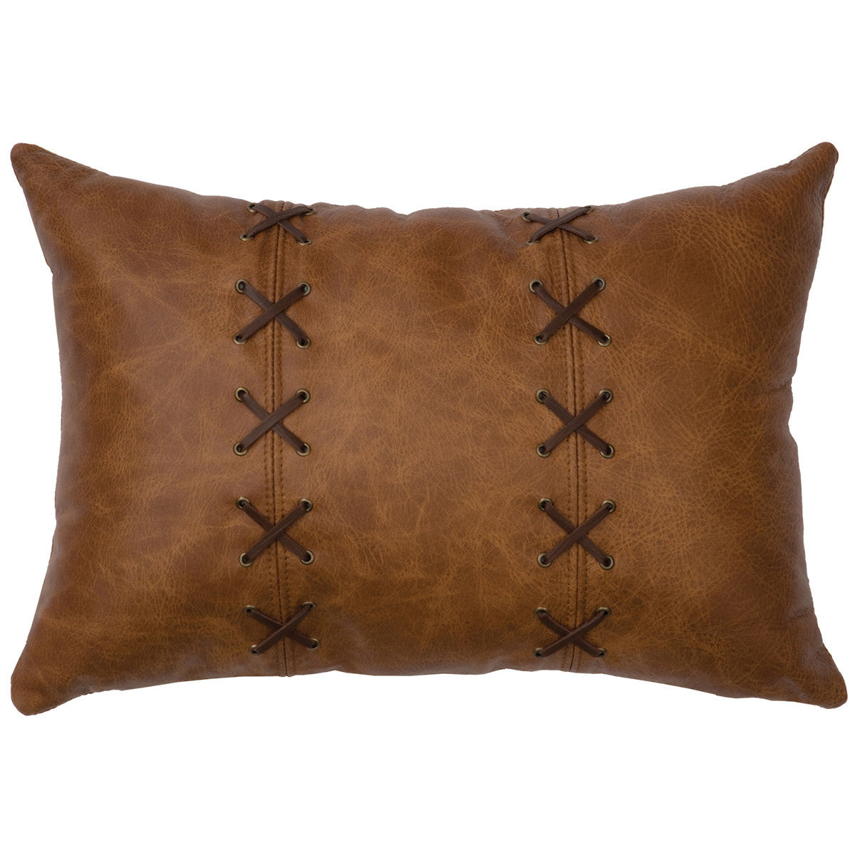 Whiskey Leather & Deerskin Lacing Pillow - Leather Back