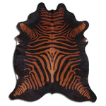 Printed Black Zebra Cowhide Rug - Medium