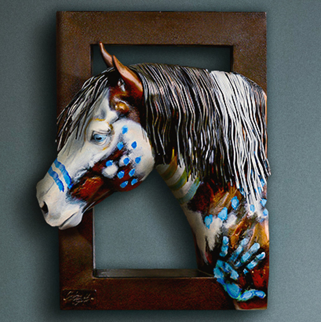 Apache Blue Eyed Horse Wall Sculpture