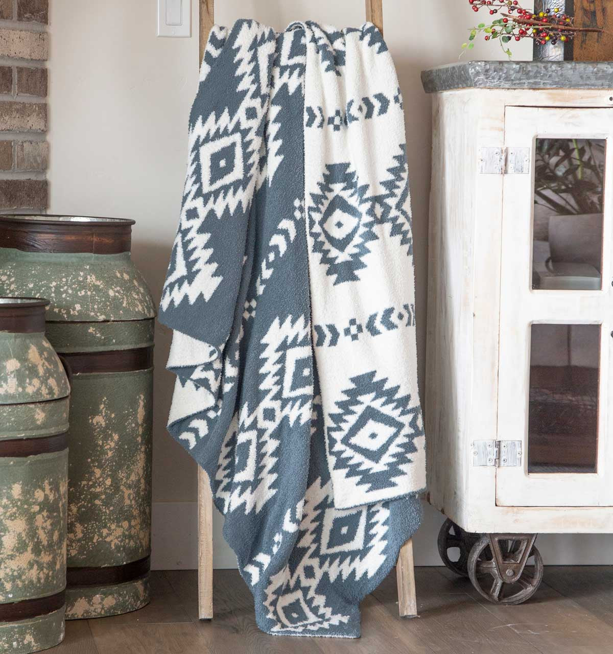 Tribal Arrow Blue Plush Throw