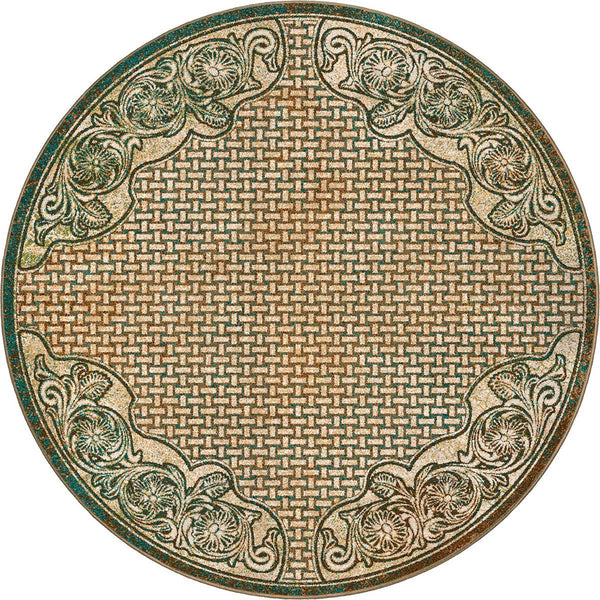Turquoise Scroll Saddle Rug - 8 Ft. Round