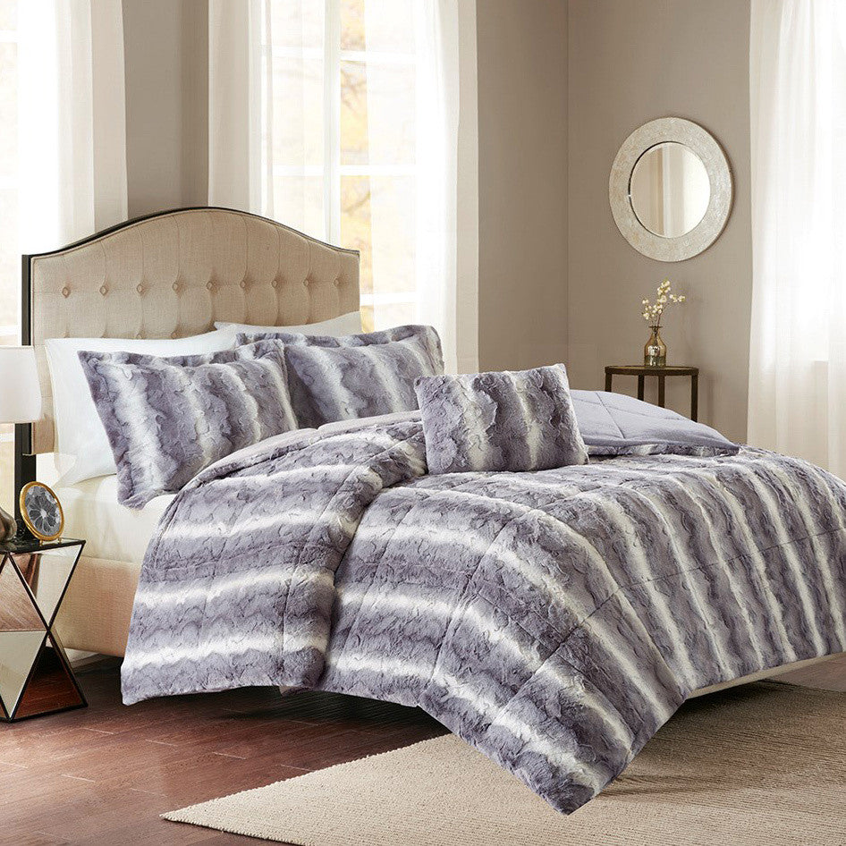 Jackson Gray Faux Fur Bedding Collection
