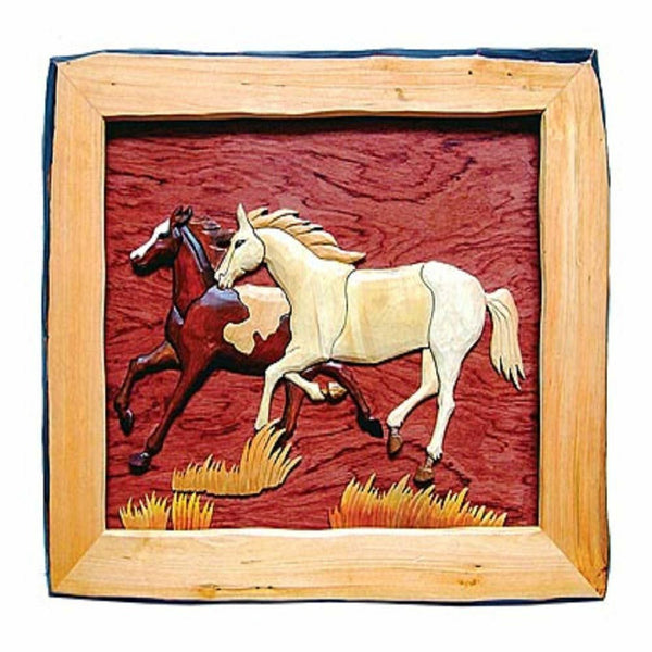 Stallion Pair Wood Wall Art