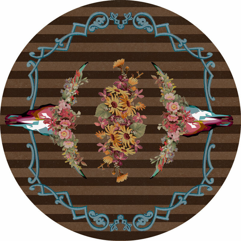 Steer Head Blossom Rug - 8 Ft. Round