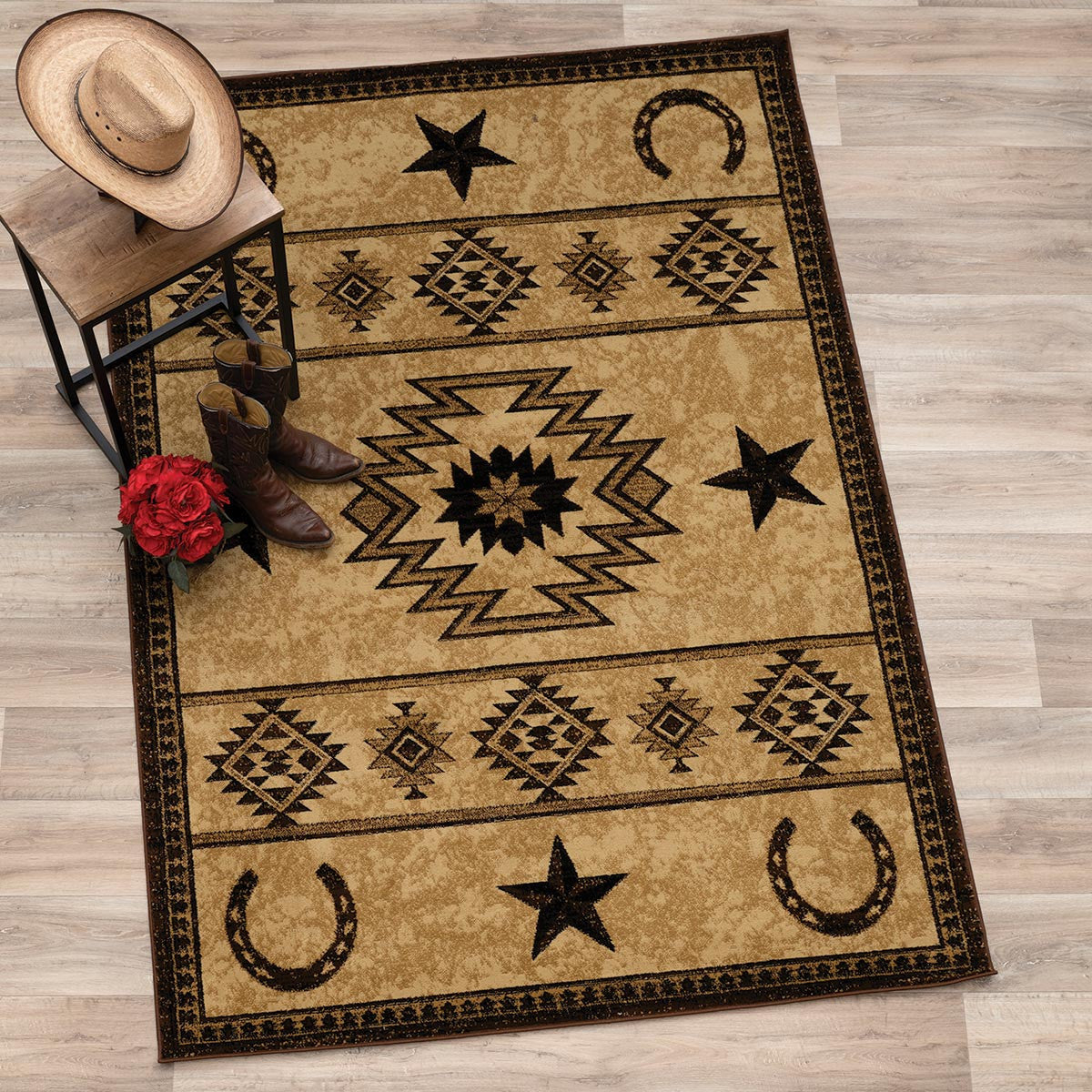 Cowboy Star & Horseshoe Rug - 2 x 8