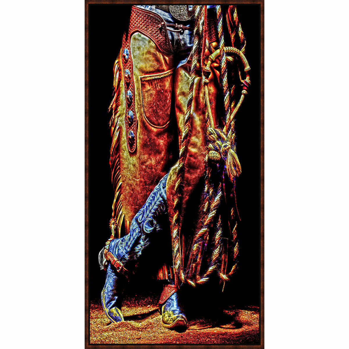 Chaps and Blue Boots Framed Canvas