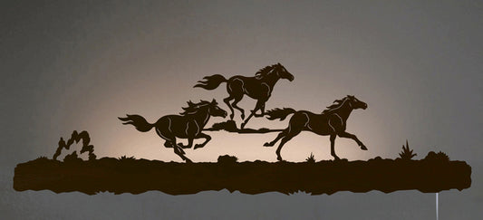 Running Horses Back Lit Wall Art