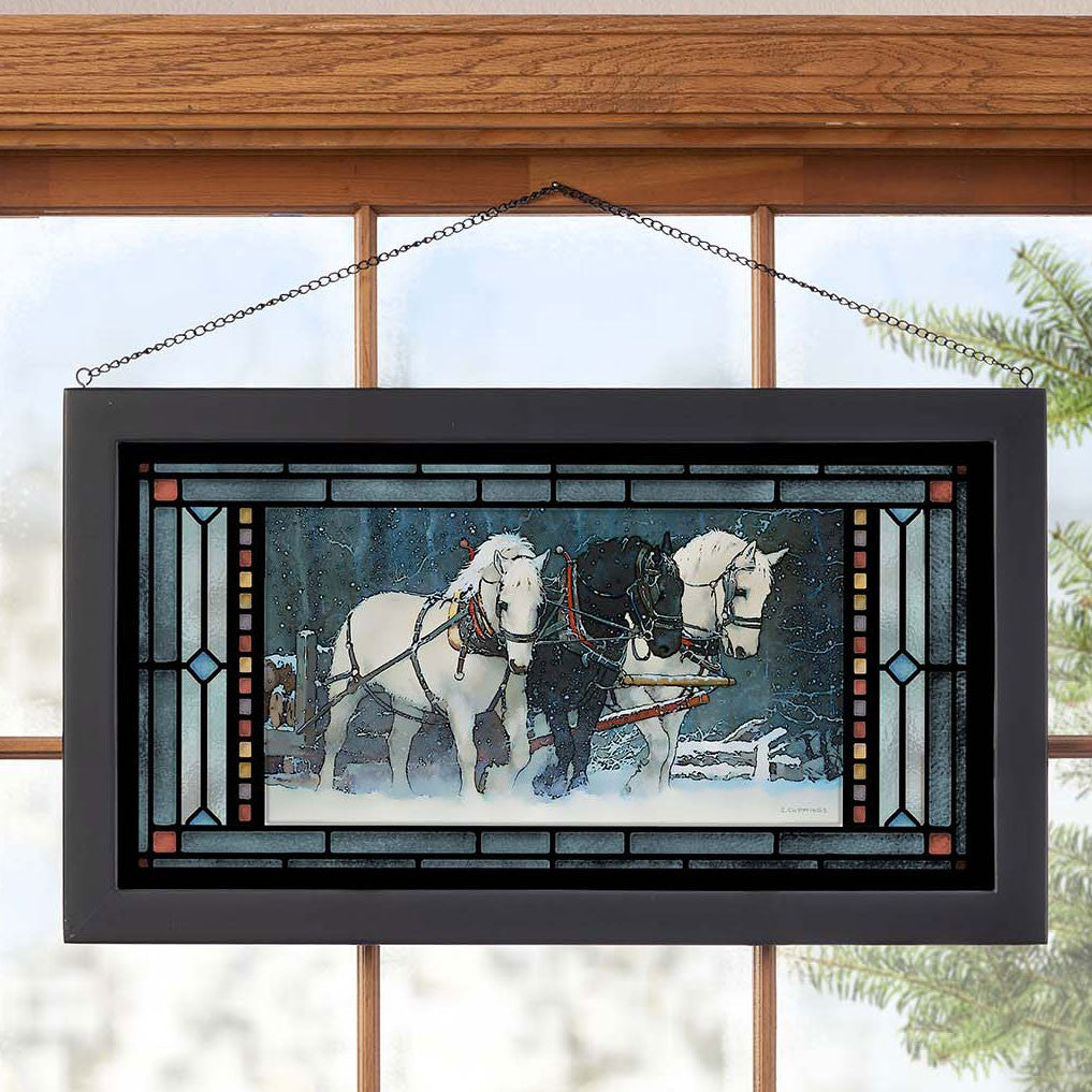 Draft Horses Stained Glass Art