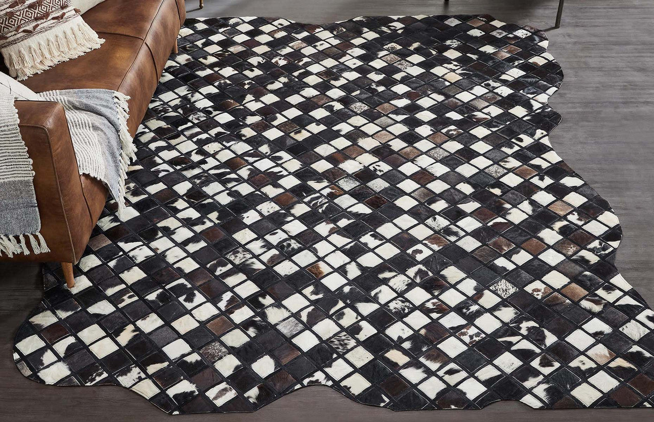 Cowhide Mosaic Rug - Black - 6 x 9