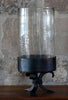 Glass Cylinder Candle Holder on Forged Iron Base - Small - OVERSTOCK