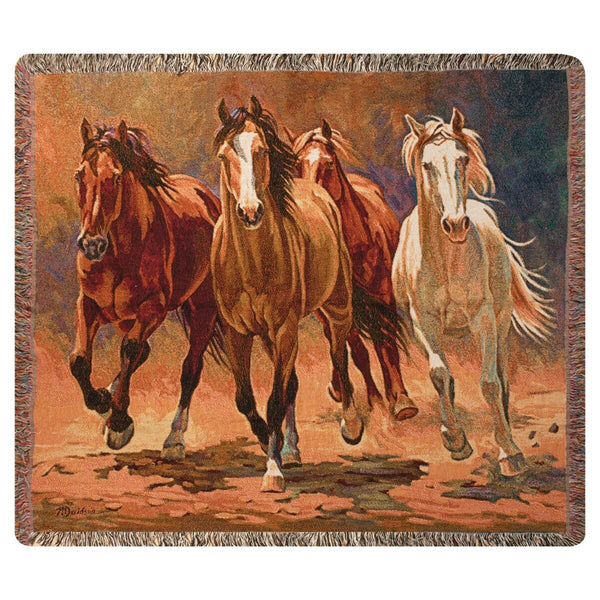 Dusty Stallions Tapestry Throw