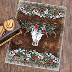 Floral Steer Skull Rug - 8 x 11