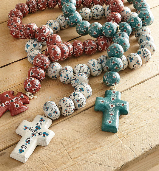 Southwest 25 Inch Rosary Beads - White - OVERSTOCK