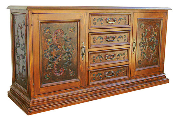 Fleur de Lys Painted Leather Large Buffet