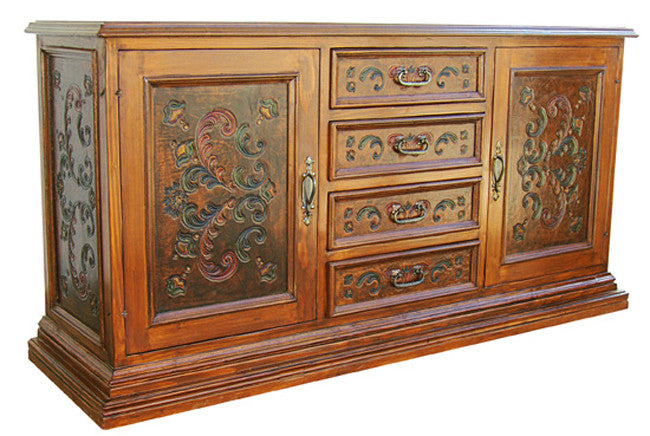 Fleur de Lys Painted Leather Large Buffet