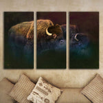 Bison Mist Stretched Canvas Triptych