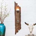Rough Edge Wall Candle Holder with Candle - Right Facing
