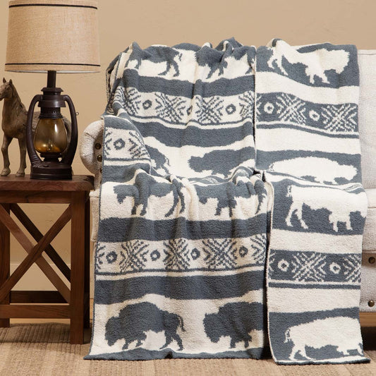 Gray Bison Stretchy Throw