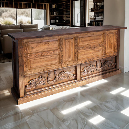 Bar with Hand Carved Horseshoe Accents