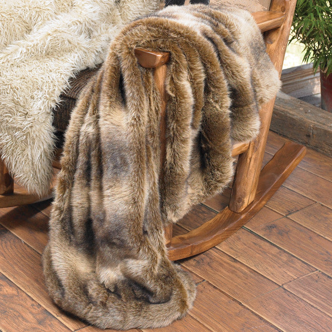 Faux Wolf Fur Throw