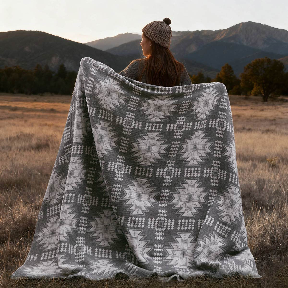 Manitoba Cotton Blend Gray Blanket - Twin