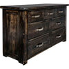 Lima Sawn 7 Drawer Dresser with Iron & Jacobean Stain