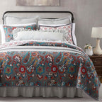 Floral Paisley Reversible Teal Quilt Bed Set - Full/Queen - OUT OF STOCK UNTIL 06/23/2026