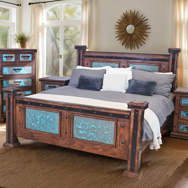 Turquoise Patina Copper Bed - King