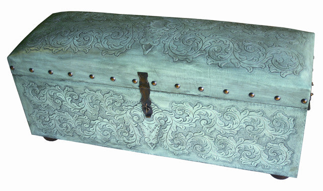 Jumbo Colonial Trunk Bench - Turquoise