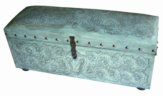 Jumbo Colonial Trunk Bench - Turquoise